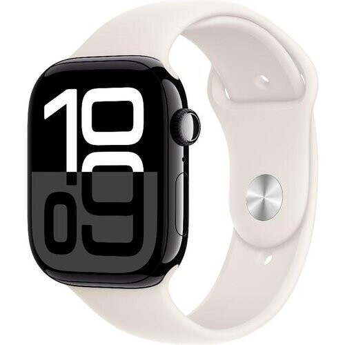 Apple Watch Series 10 (2024) GPS + Cellular 46 mm - Aluminio Negro azabache - Correa deportiva Blanco estrella