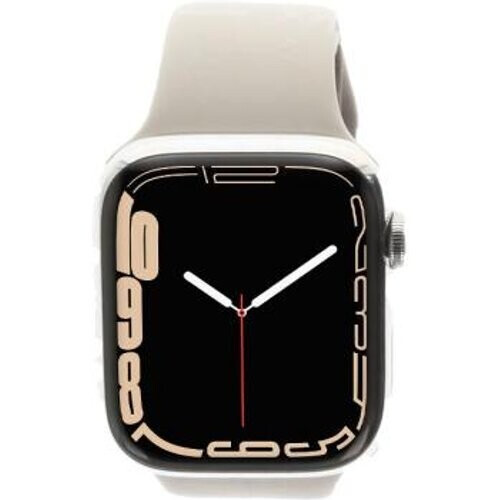 Apple Watch Series 7 GPS + Cellular 41mm Acero inoxidable plata Correa deportiva blanco estrella - Reacondicionado: muy bueno | 30 meses de garantía | Envío gratuito