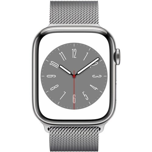 Apple Watch Series 8 (2022) GPS + Cellular 45 mm - Acero inoxidable Plata - Pulsera Milanese Loop Gris