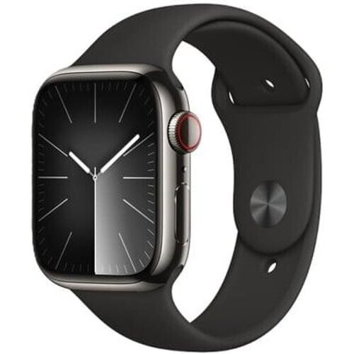 Apple Watch Series 9 (2023) GPS + Cellular 41 mm - Acero inoxidable Grafito - Correa deportiva Negro