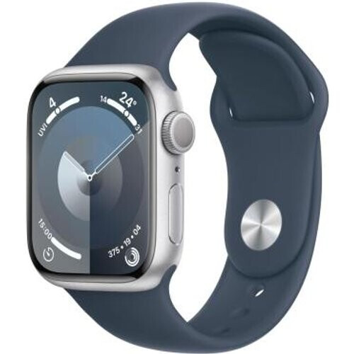 Apple Watch Series 9 GPS 41mm Aluminio plata Correa deportiva azul tempestad M/L - Reacondicionado: muy bueno | 30 meses de garantía | Envío gratuito