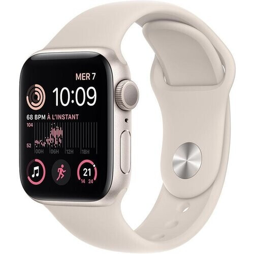 Apple Watch Series SE 2 (2022) GPS 40 mm - Aluminio Plata - Correa deportiva Blanco estrella